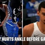 Victor Wembanyama hurts ankle after stepping on Mavs employee | NBA on ESPN
