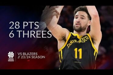 Klay Thompson 28 pts 6 threes vs Blazers 23/24 season