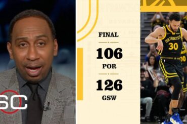 ESPN react to Warriors torch Trail Blazers 126-106 for 8th consecutive home win; Steph Curry: 27 PTS