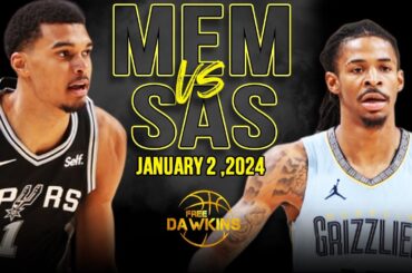 Memphis Grizzlies vs San Antonio Spurs Full Game Highlights | January 2, 2024 | FreeDawkins