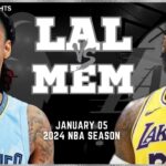 Los Angeles Lakers vs Memphis Grizzlies Full Game Highlights | Jan 5 | 2024 NBA Season