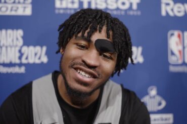 Cam Thomas ahead of the Nets NBA game in Paris