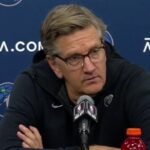 Timberwolves head coach Chris Finch addressed the media after blowout win over Portland