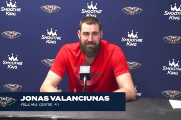Jonas Valanciunas on road win, Jordan Hawkins | Pelicans-Mavericks Postgame Interview 1/13/2024