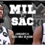 Milwaukee Bucks vs Sacramento Kings Full Game Highlights | Jan 14 | 2024 NBA Season