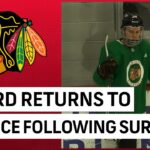 WATCH: Blackhawks' Connor Bedard skates one week after jaw surgery