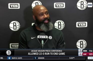 Head Coach Jacque Vaughn after the Nets' loss over the Clippers