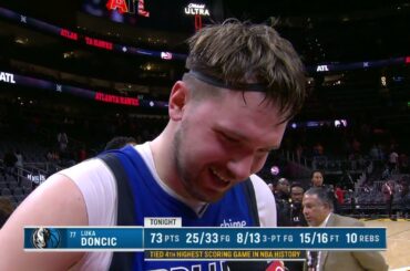 Luka Doncic talks 73-pt game vs Hawks, Postgame Interview