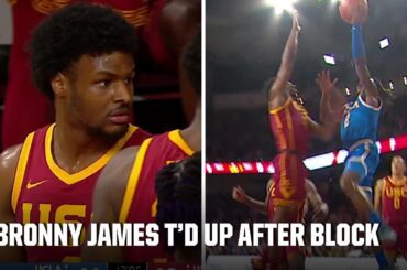 Bronny James gets TECHNICAL FOUL after monster block vs. UCLA | ESPN College Basketball