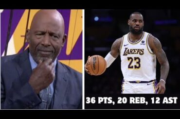 James Worthy reacts LeBron makes history with 36 Pts, 20 Reb, 12 Ast as Lakers def Warriors 145-144