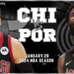 Chicago Bulls vs Portland Trail Blazers Full Game Highlights | Jan 28 | 2024 NBA Season