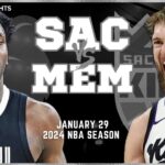 Sacramento Kings vs Memphis Grizzlies Full Game Highlights | Jan 29 | 2024 NBA Season