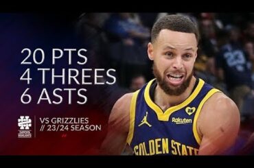 Stephen Curry 20 pts 4 threes 6 asts vs Grizzlies 23/24 season