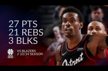 Jalen Duren 27 pts 21 rebs 3 blks vs Blazers 23/24 season