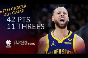 Stephen Curry 42 pts 11 threes vs Pacers 23/24 season
