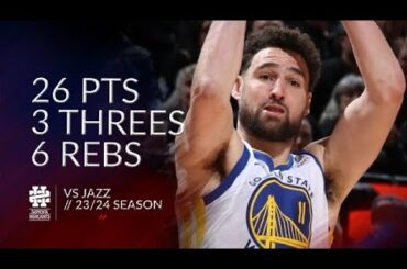 Klay Thompson 26 pts 3 threes 6 rebs vs Jazz 23/24 season