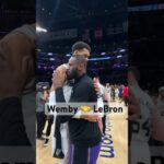 LeBron James Shows Love To Victor Wembanyama Postgame In LA!🤝🔥| #Shorts