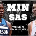 San Antonio Spurs vs Minnesota Timberwolves Full Game Highlights | Feb 27 | 2024 NBA Season