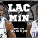 LA Clippers vs Minnesota Timberwolves Full Game Highlights | Mar 3 | 2024 NBA Season