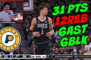Victor Wembanyama vs Indiana Pacers Reaction 🤯 (Wemby 31 PTS, 12 REB, 6 AST, 6 BLK)