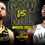 Golden State Warriors vs Milwaukee Bucks Full Game Highlights | March 6, 2024 | FreeDawkins