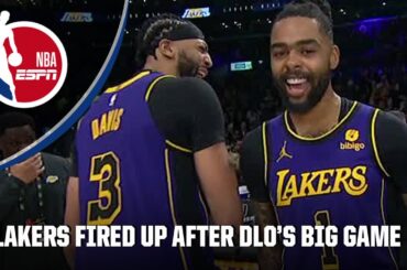 D’Angelo Russell greeted by AD & LeBron after leading Lakers with 44 PTS | NBA on ESPN