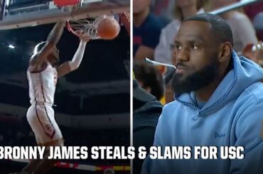 BRONNY JAMES WITH THE STEAL & SLAM 😱 | ESPN College Basketball