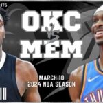 Memphis Grizzlies vs Oklahoma City Thunder Full Game Highlights | Mar 10 | 2024 NBA Season