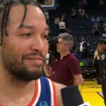 Jalen Brunson talks Knicks win against the Dubs, Postgame Interview 🎤