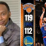 Stephen A. reacts to New York Knicks dominate Golden State Warriors 119-112; Jalen Brunson 34 Pts