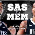 San Antonio Spurs vs Memphis Grizzlies Full Game Highlights | Mar 22 | 2024 NBA Season