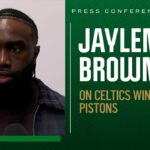 POSTGAME PRESS CONFERENCE: Jaylen Brown talks Celtics' eighth straight win after beating Pistons