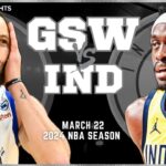 Golden State Warriors vs Indiana Pacers Full Game Highlights | Mar 22 | 2024 NBA Season