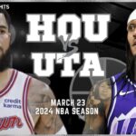 Utah Jazz vs Houston Rockets Full Game Highlights | Mar 23 | 2024 NBA Season