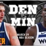 Denver Nuggets vs Minnesota Timberwolves Full Game Highlights | Mar 29 | 2024 NBA Season