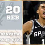 Wembanyama HALL OF FAME Double-Double Performance with 40 PTS 20 REB against the Knicks in Overtime