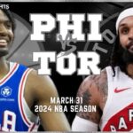 Philadelphia 76ers vs Toronto Raptors Full Game Highlights | Mar 31 | 2024 NBA Season