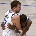 Kyrie & Luka share a moment after the win vs Rockets ❤️
