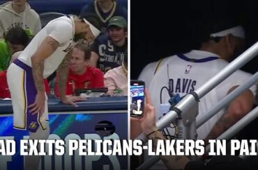 Anthony Davis exits Pelicans-Lakers late after awkward landing | NBA on ESPN