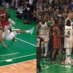 Jayson Tatum takes scary fall with 1min left up 16 and Jaylen Brown was heated 😳