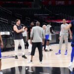 Luka Doncic and Kyrie Irving Shooting Game at Practice in Los Angeles