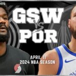 Golden State Warriors vs Portland Trail Blazers Full Game Highlights | Apr 11 | 2024 NBA Season