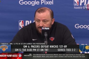 Tom Thibodeau PostGame Interview | New York Knicks disappointing loss to Pacers in Game 4, tied 2-2