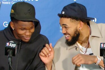 Anthony Edwards & KAT talk Game 7 Win vs Nuggets & West Finals, FULL Postgame interview