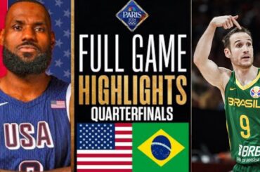 USA vs Brazil Quarterfinals Highlights - 2024 OLYMPICS 🥇#paris2024 #olympics #basketball