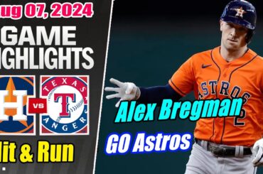 Houston Astros vs Texas Rangers Game Highlights August 07, 2024 | Alex Bregman Open Score