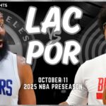 LA Clippers vs Portland Trail Blazers Full Game Highlights | Oct 11 | 2024-25 NBA Preseason