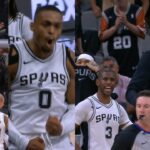 Wemby and CP3 loved this Keldon Johnson nasty poster dunk in preseason game 😳