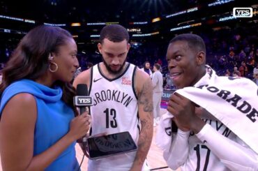 Tyrese Martin and Dennis Schröder after the Nets' win in Phoenix