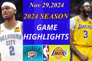 Los Angeles Lakers vs Oklahoma City Thunder  Game 3rd Highlights Nov 29, 2024 | NBA today